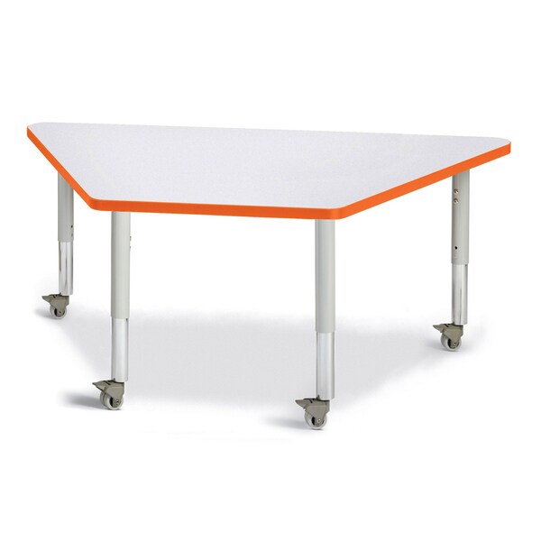 Berries Trapezoid Activity Tables, 30 in. x 60 in., Mobile, Freckled Gray/Orange/Gray
